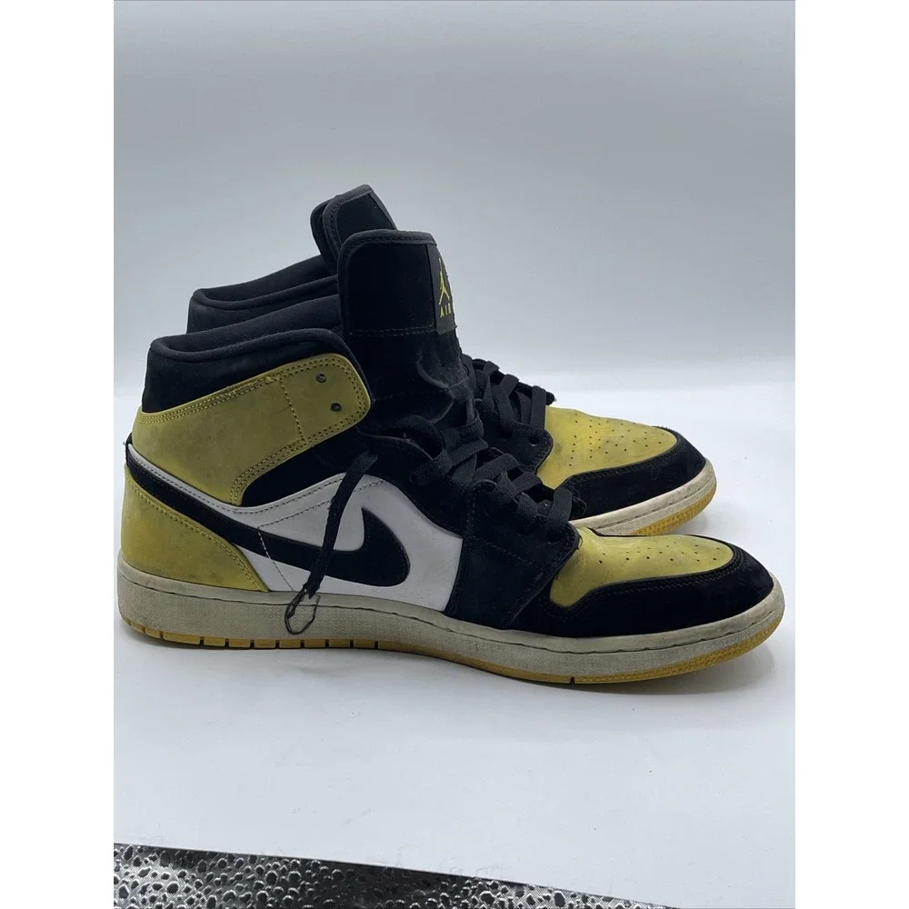 2019 Nike Air Jordan 1 Mid Yellow Toe 852542 071 Sneakers‎ Size 11.5
